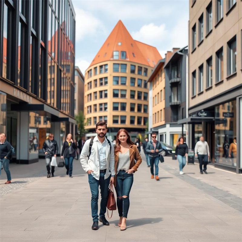Fußgängerzone mit Passanten in Gladbeck
